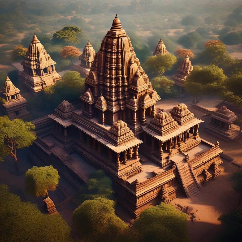 Khajuraho Ancient Temples: Nagara Architecture in Matte Pain...