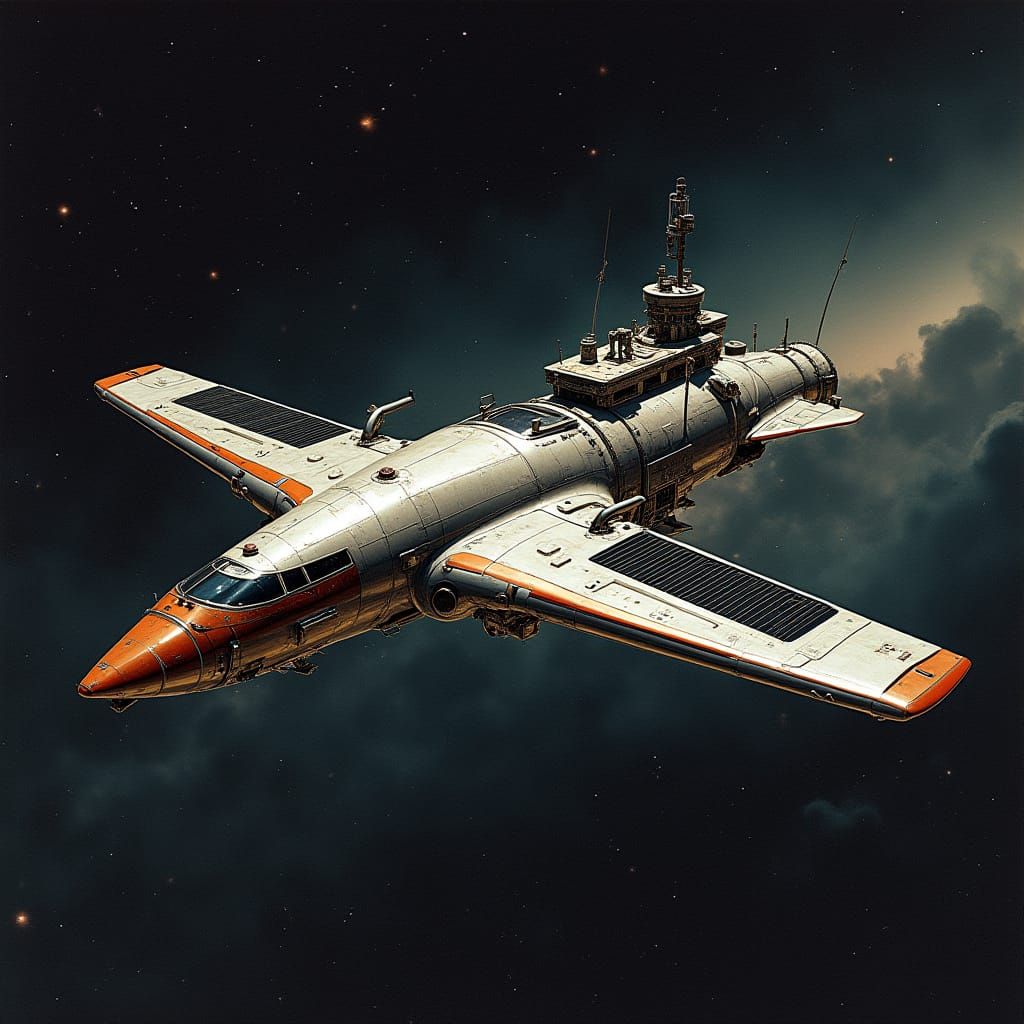 Retro-Futuristic Sputnik-Inspired Spacecraft in Cosmic Lands...