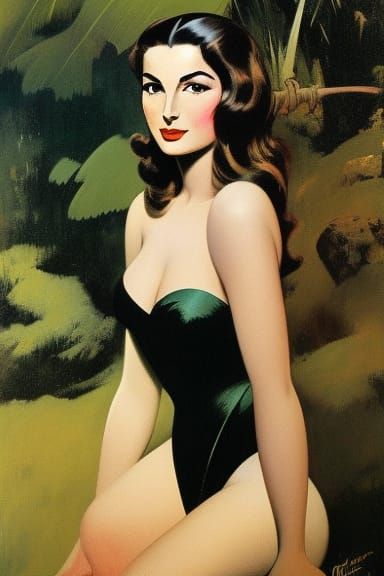 "Ivana Baquero" portrait by Frank Frazetta