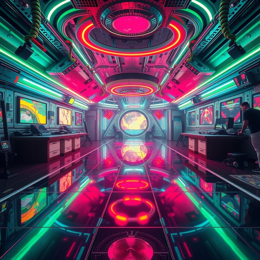 Retro-Futuristic Disco Floor in Sci-Fi Concept Art