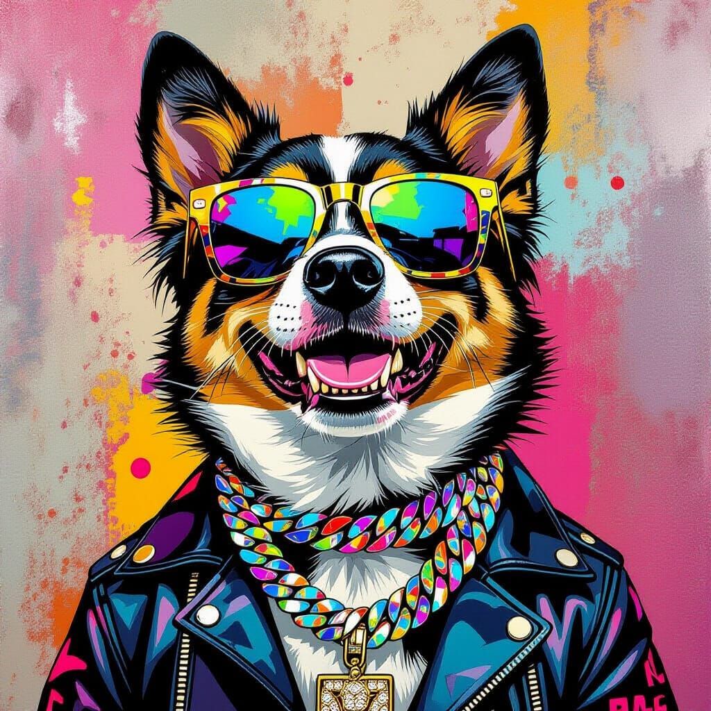Dog with Grillz in Streetwear Style