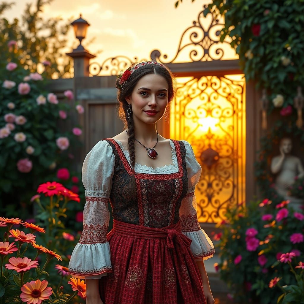 Hungarian Housewife in Enchanting Garden Setting