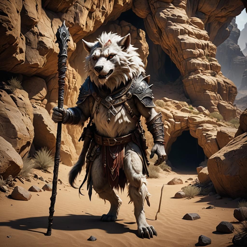 Desert Cave Gnoll in Detailed Matte Painting