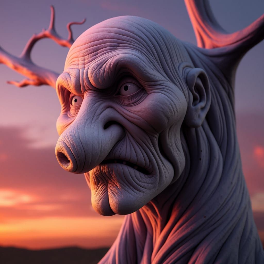 Ethereal Tree Silhouette in Twilight Hues