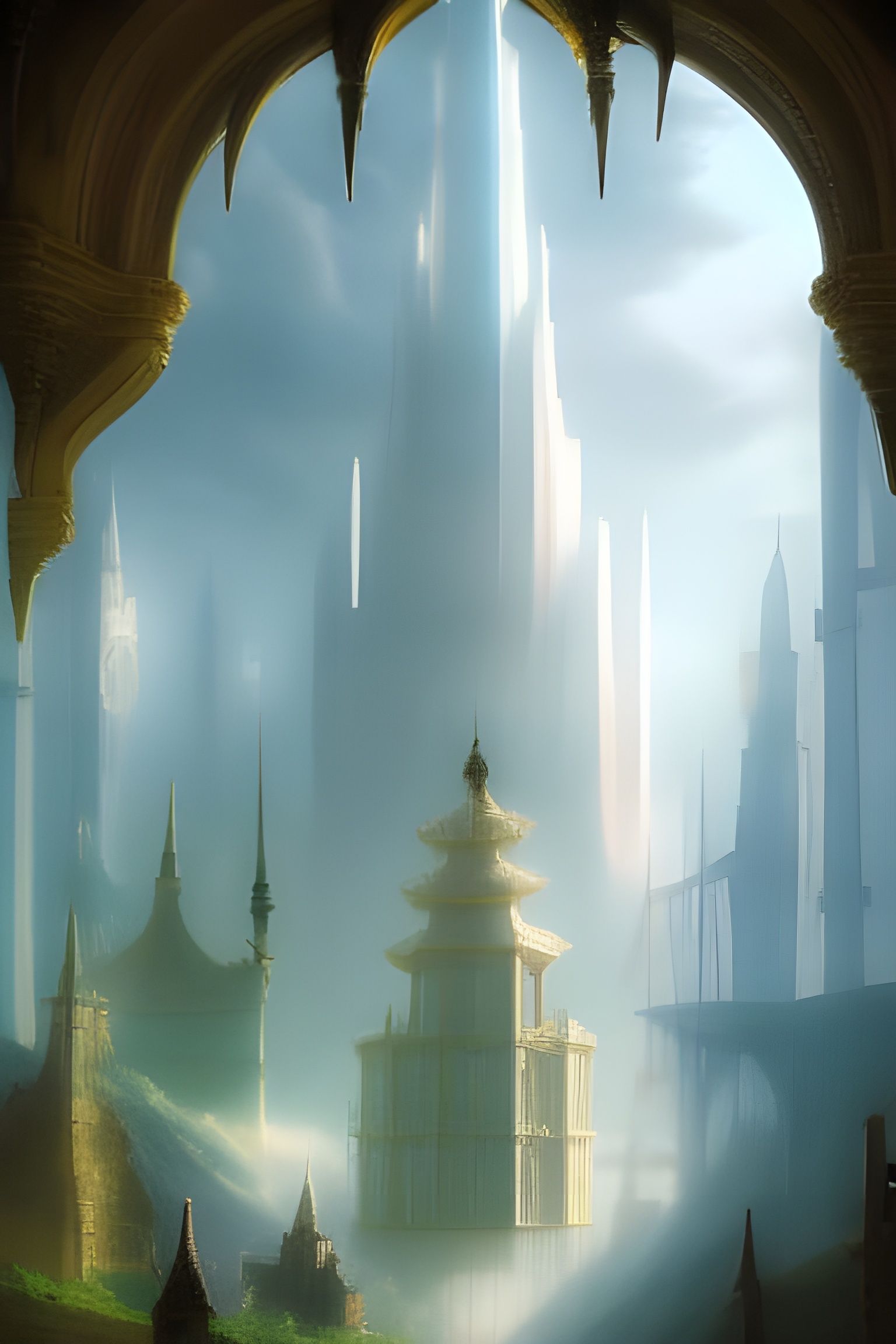 Underwater Chivalric City in Ethereal Light