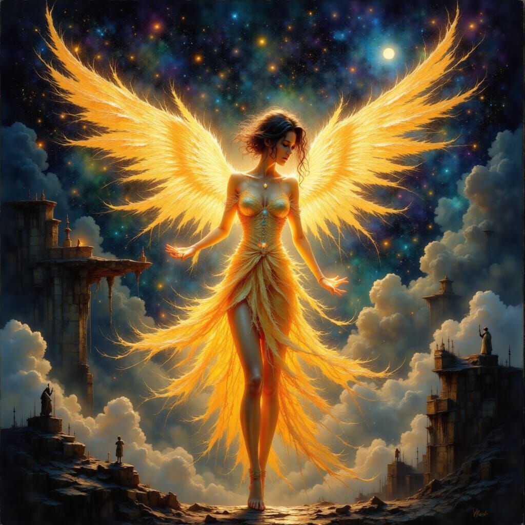 Celestial Anime Goddess Radiates Ethereal Beauty