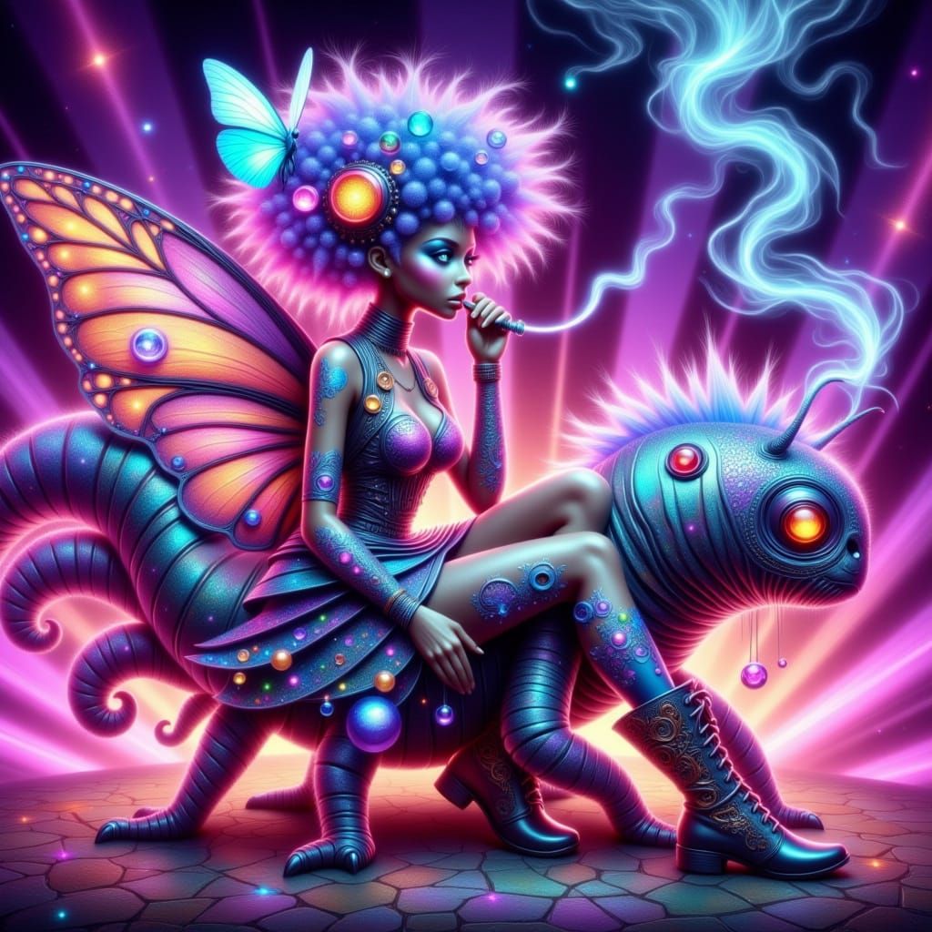 Enchanted Pixie in Vibrant Fantasy Landscape