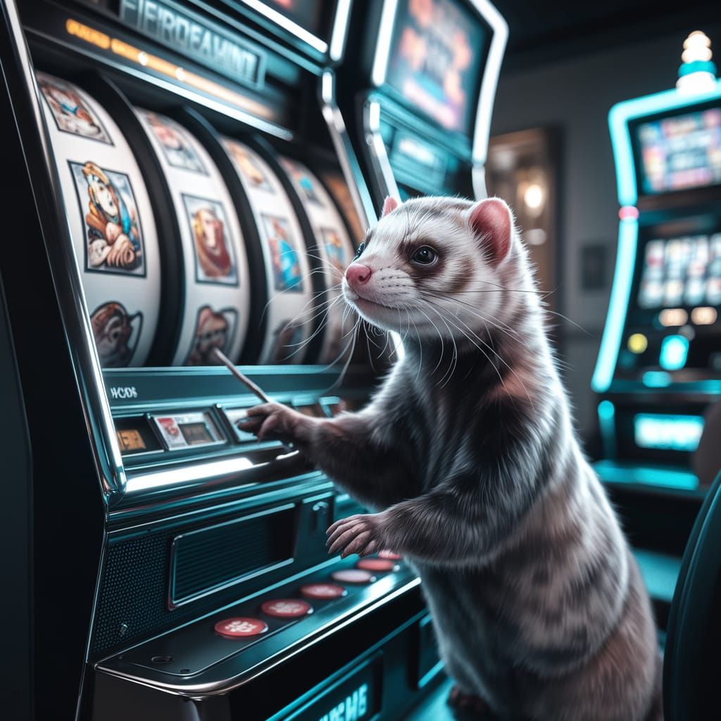 Ferret Plays AI Art Slot Machine: Hyperrealistic HDR