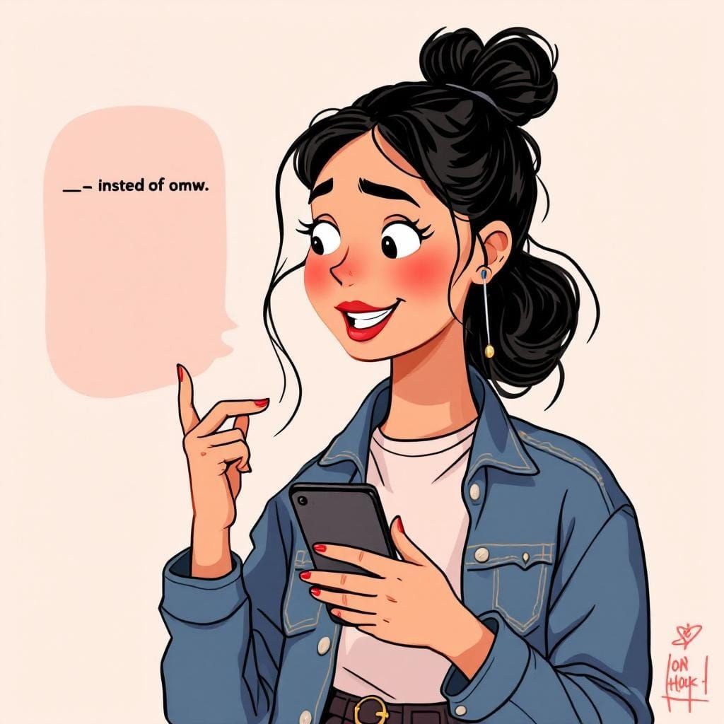 Funny Cartoon Woman Texting Meme