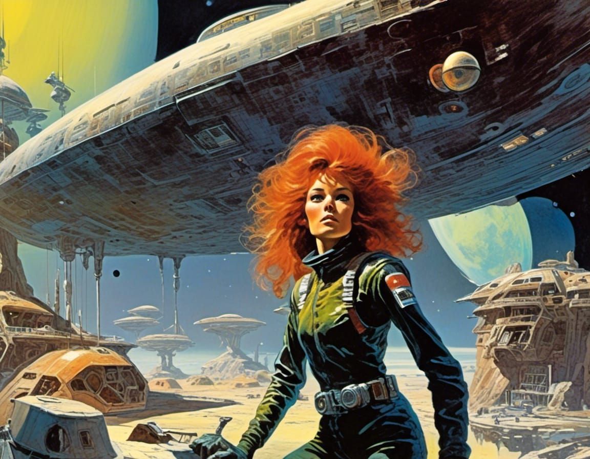 Alien Bar Scene in Comic Book Art Style