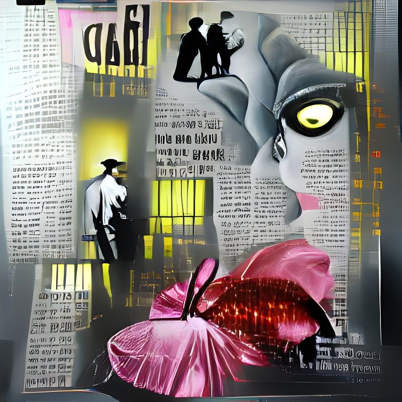 Film Noir Holographic Poster Art in Mixed Media