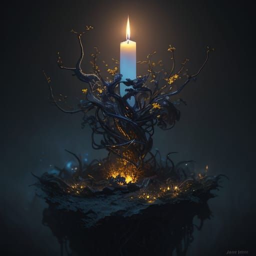 Ethereal Candle Creature in Dark Fantasy Setting