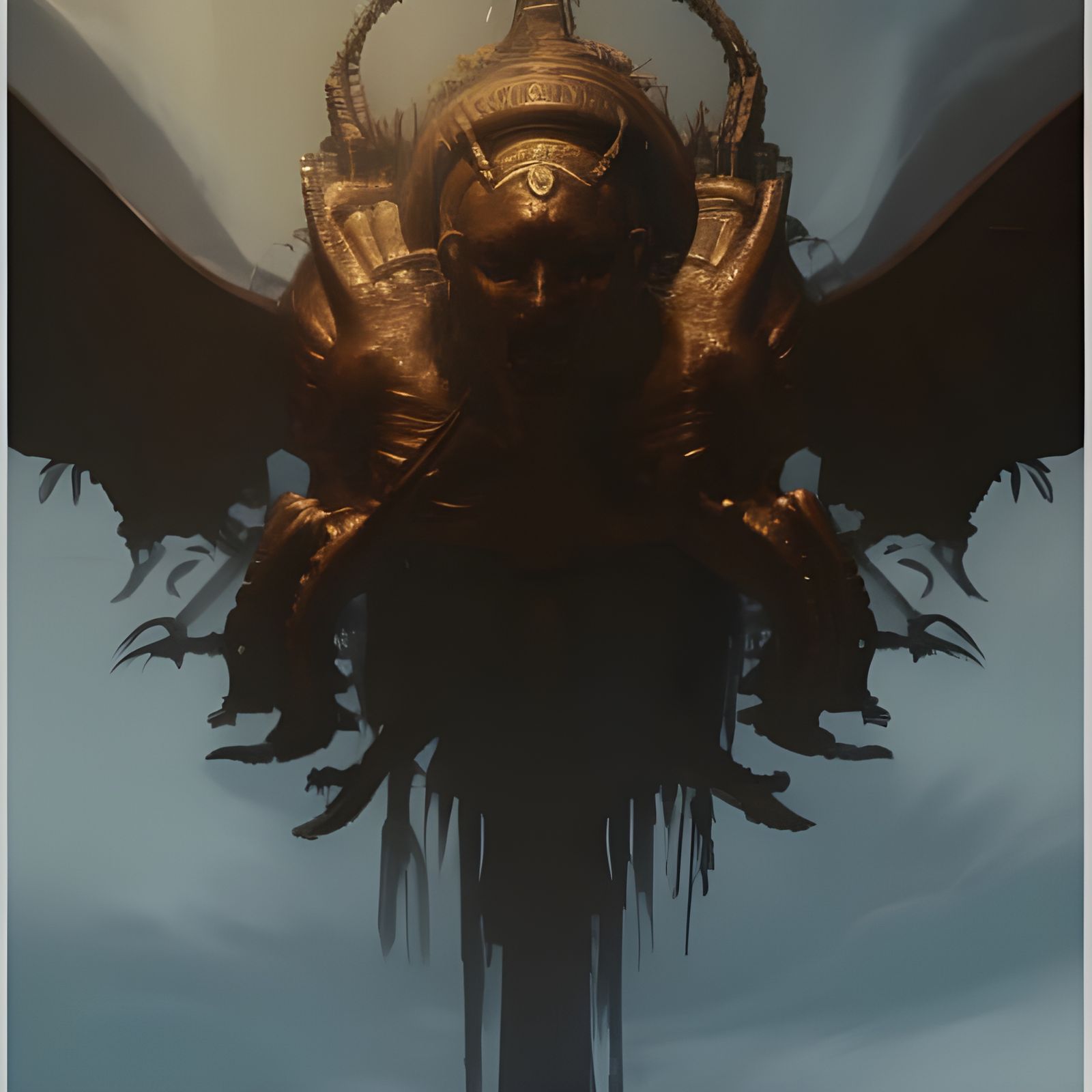 Detailed Sphinx Gargoyle in Dark Fantasy Style