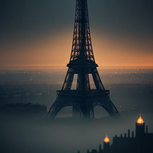 Eiffel Tower Rises Above Misty Parisian Cityscape