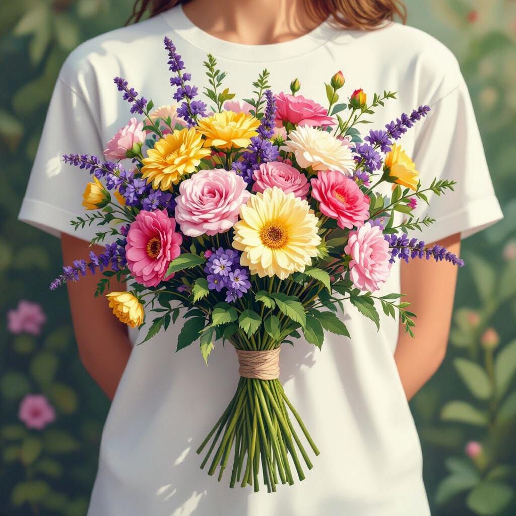 Pastel Posies on T-Shirt as Matte Painting