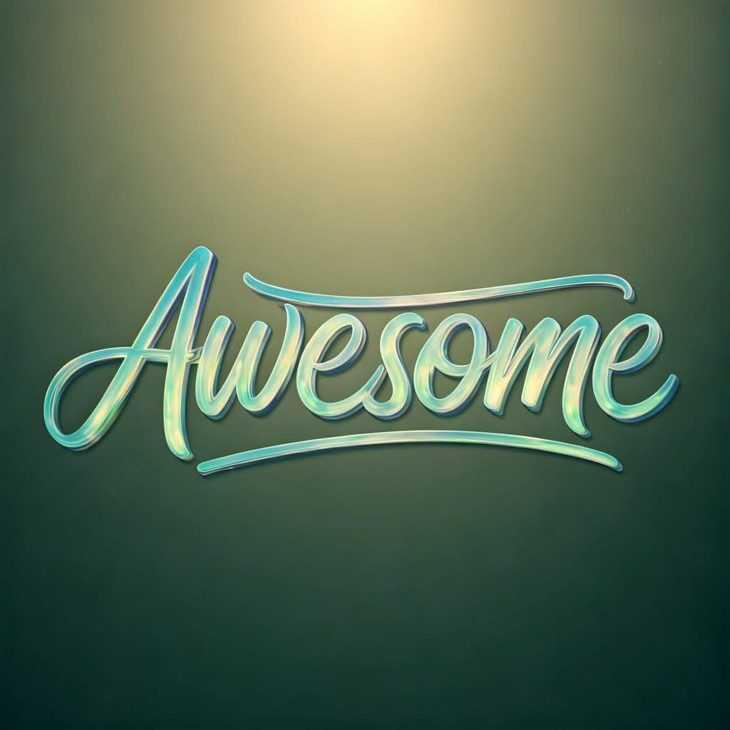 Iridescent "Awesome" Script in Futuristic Style