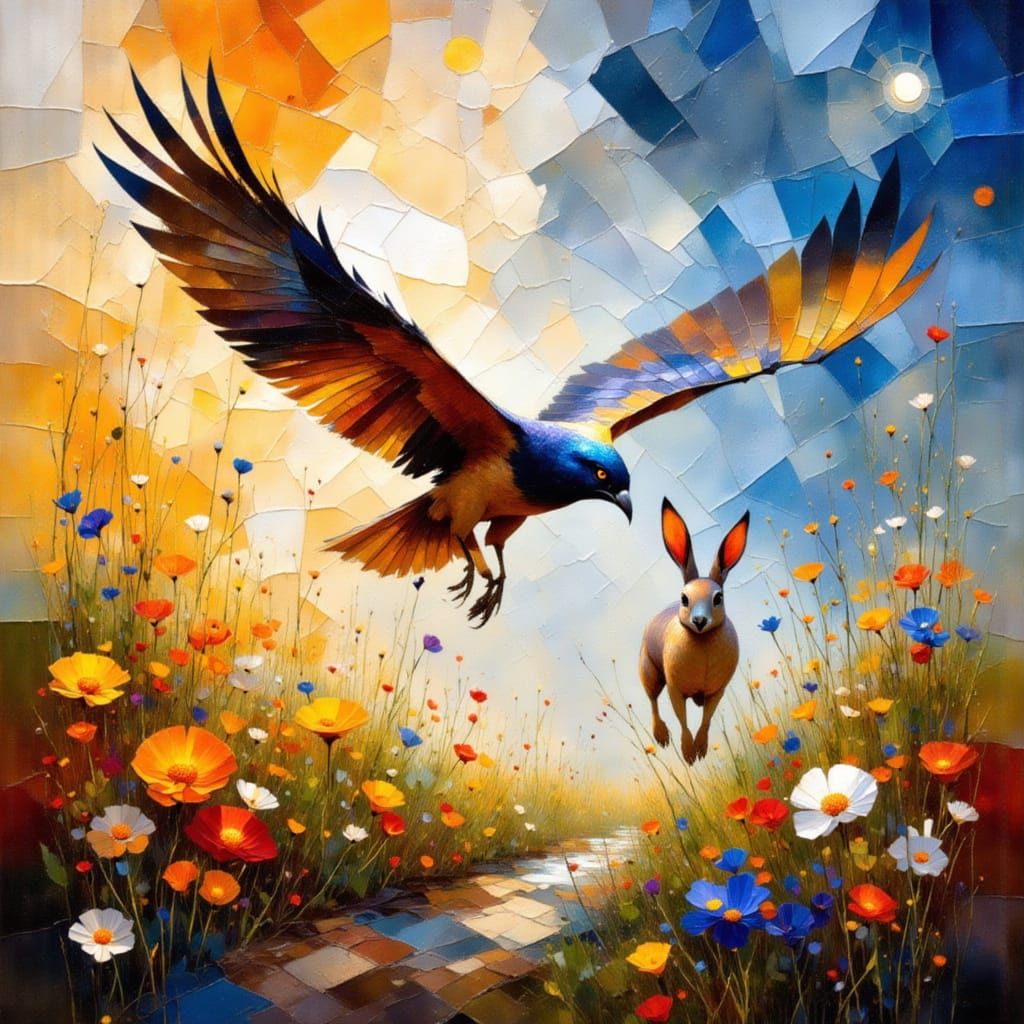 Falcon Dive in Spectral Technoromanticism