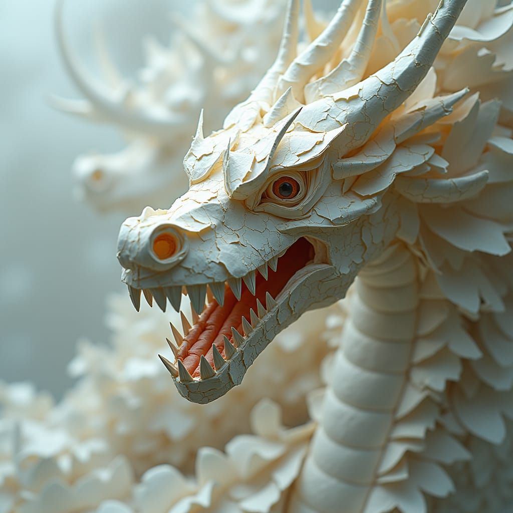 Origami Dragon in Surrealist Style