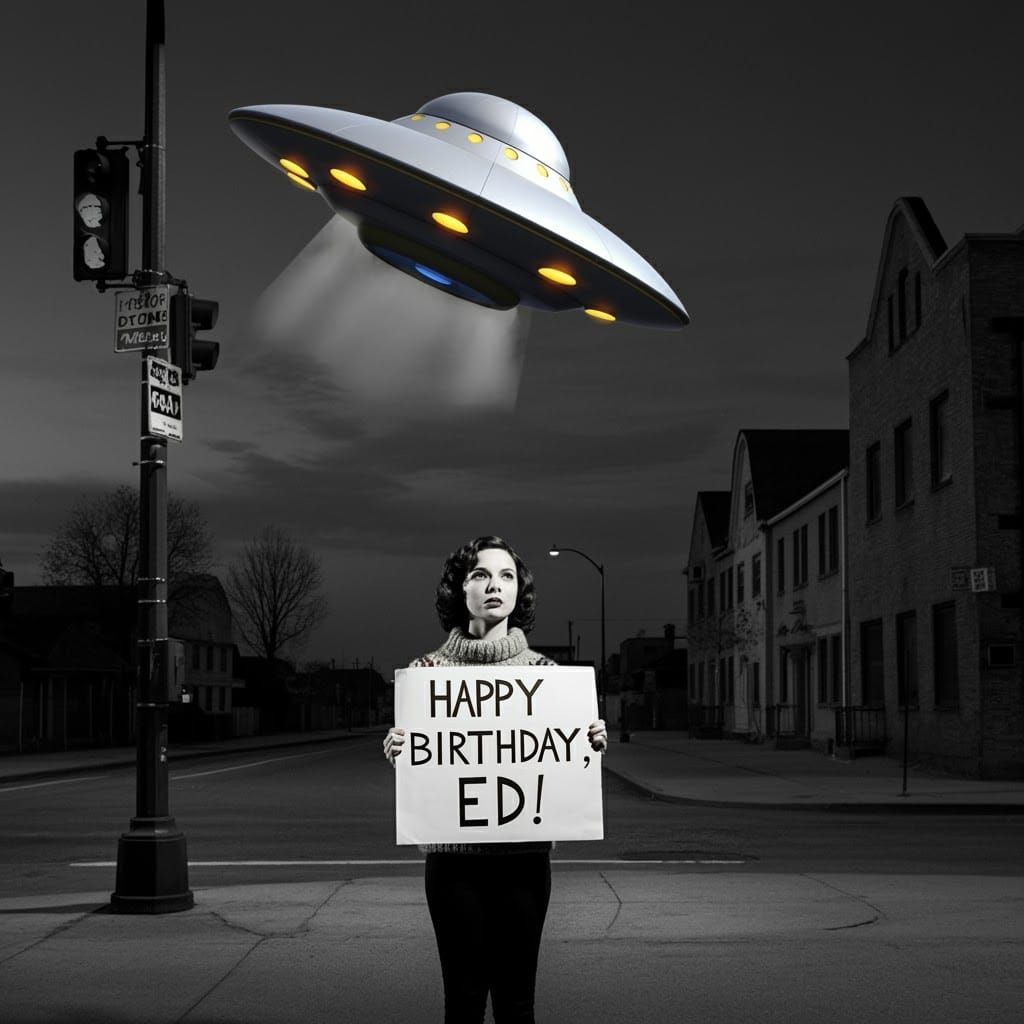 Flying Saucer Birthday Street Scene