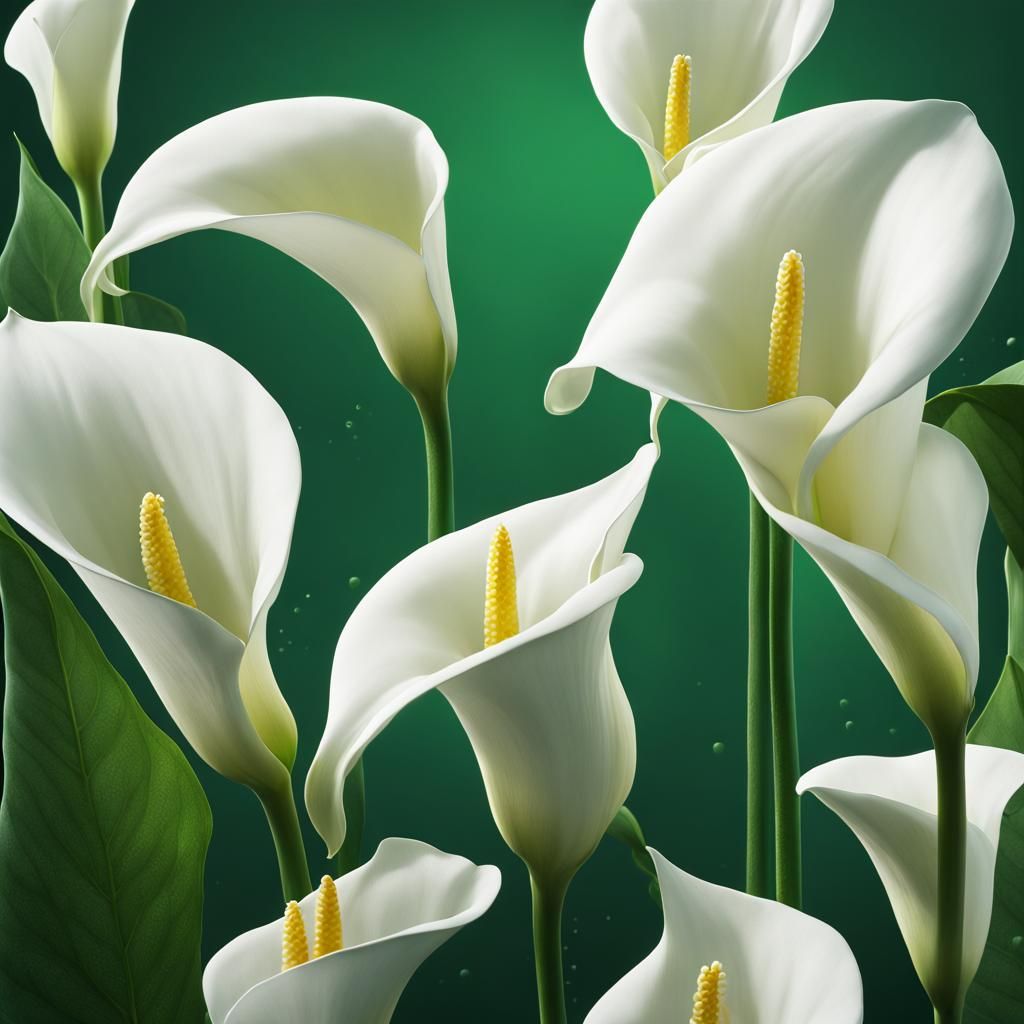 single white Calla Lilli on an Green Back Ground