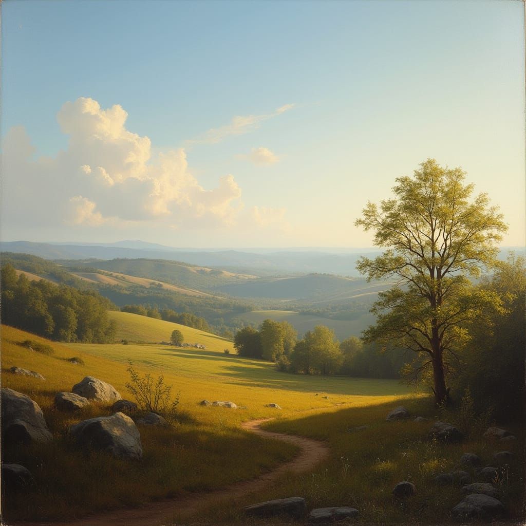 Hudson River School Inspired Serene Landscape