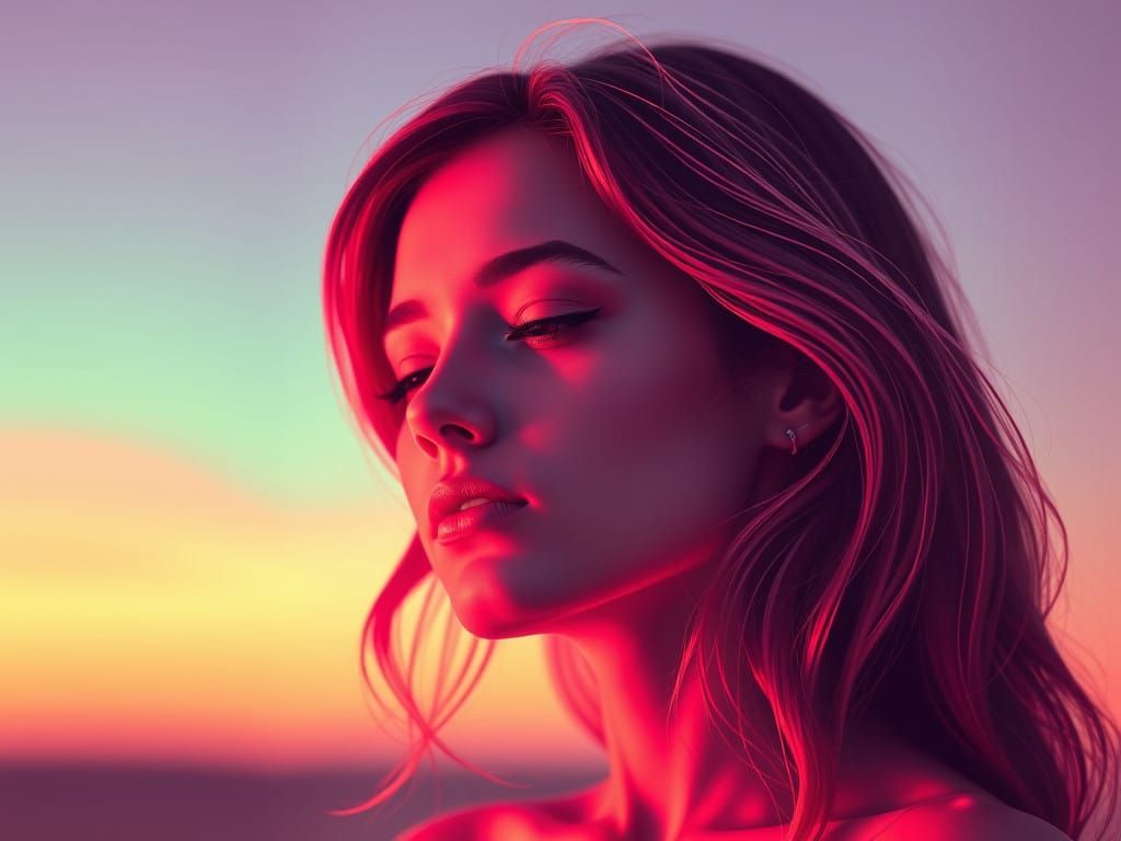 Emerald Sunset in Holographic 8bit