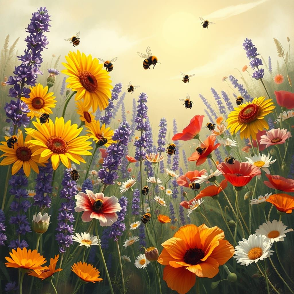 Whimsical Garden Scene in Impressionist Style