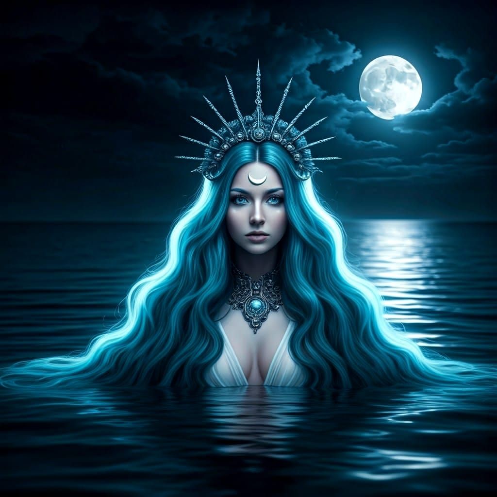 Mystical Sea Goddess in Lunar Aura