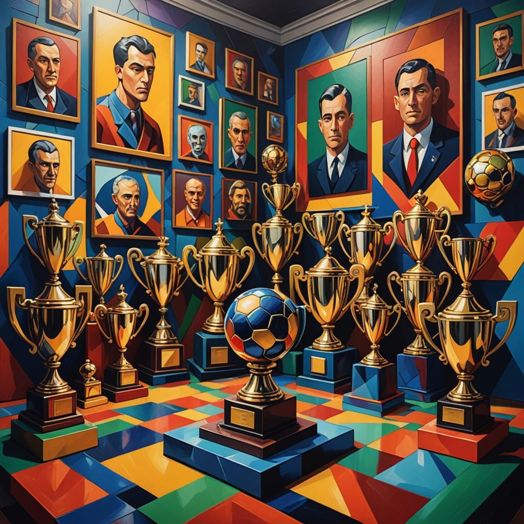 Shifting Portrait Room: Cubist Football Club Masterpiece