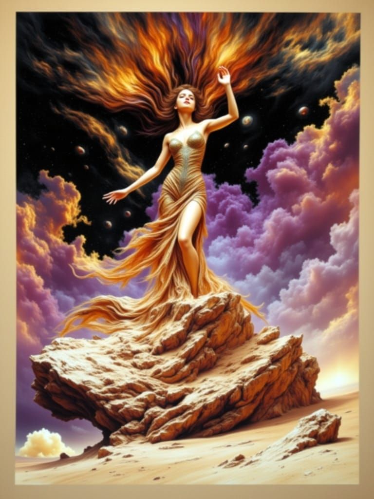 Hyperrealistic Goddess of Mars in Art Nouveau-Inspired Futur...