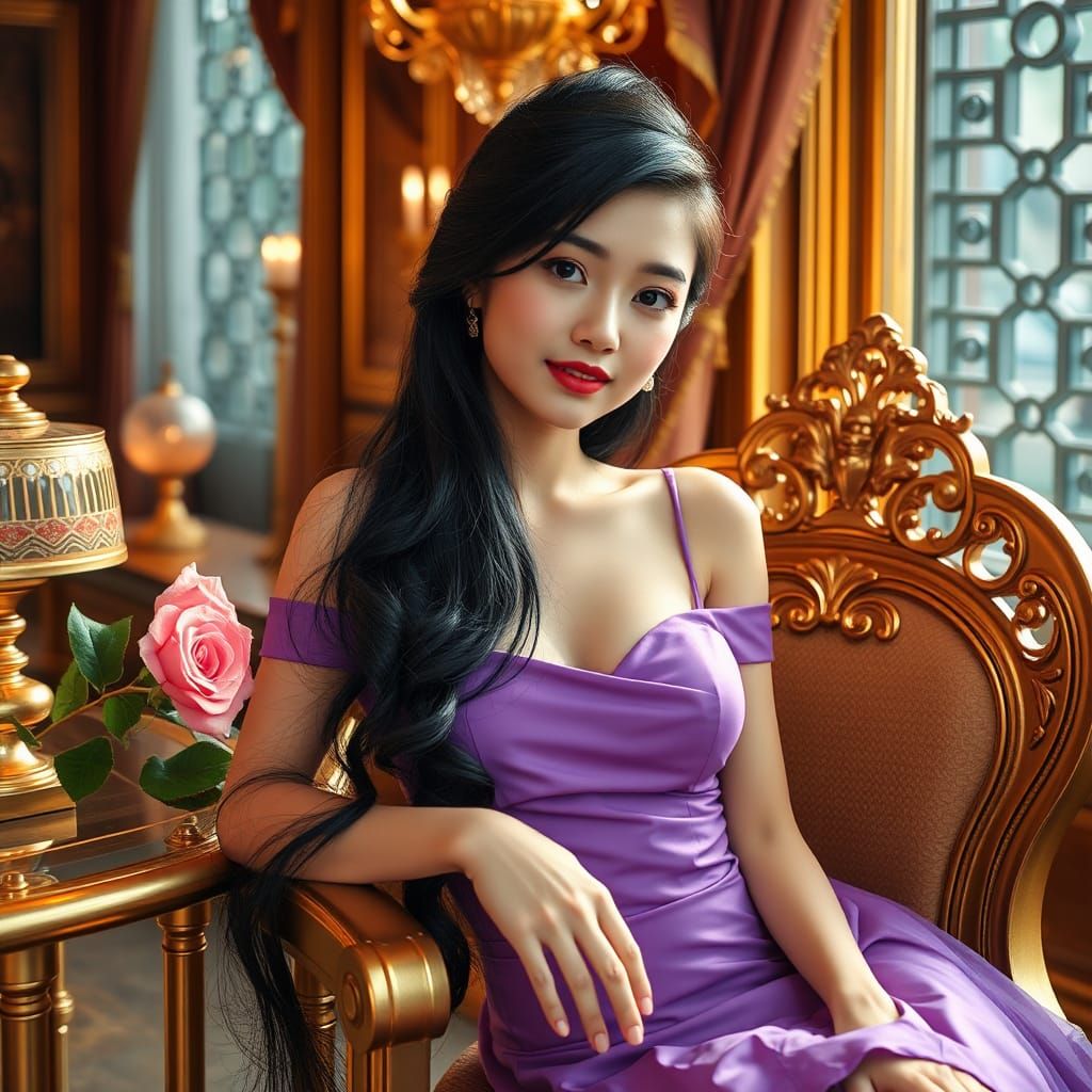 Luxurious Portrait of a Chinese Girl on Gold