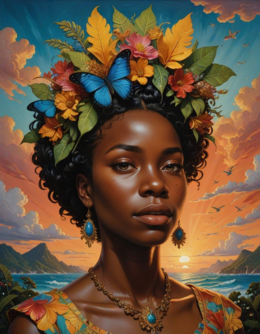 A Dark-Skinned Brazilian Woman Captured in Moody Light