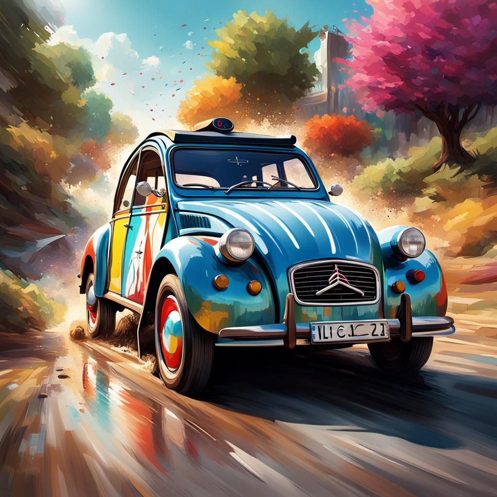 Citroen 2CV, leading the race