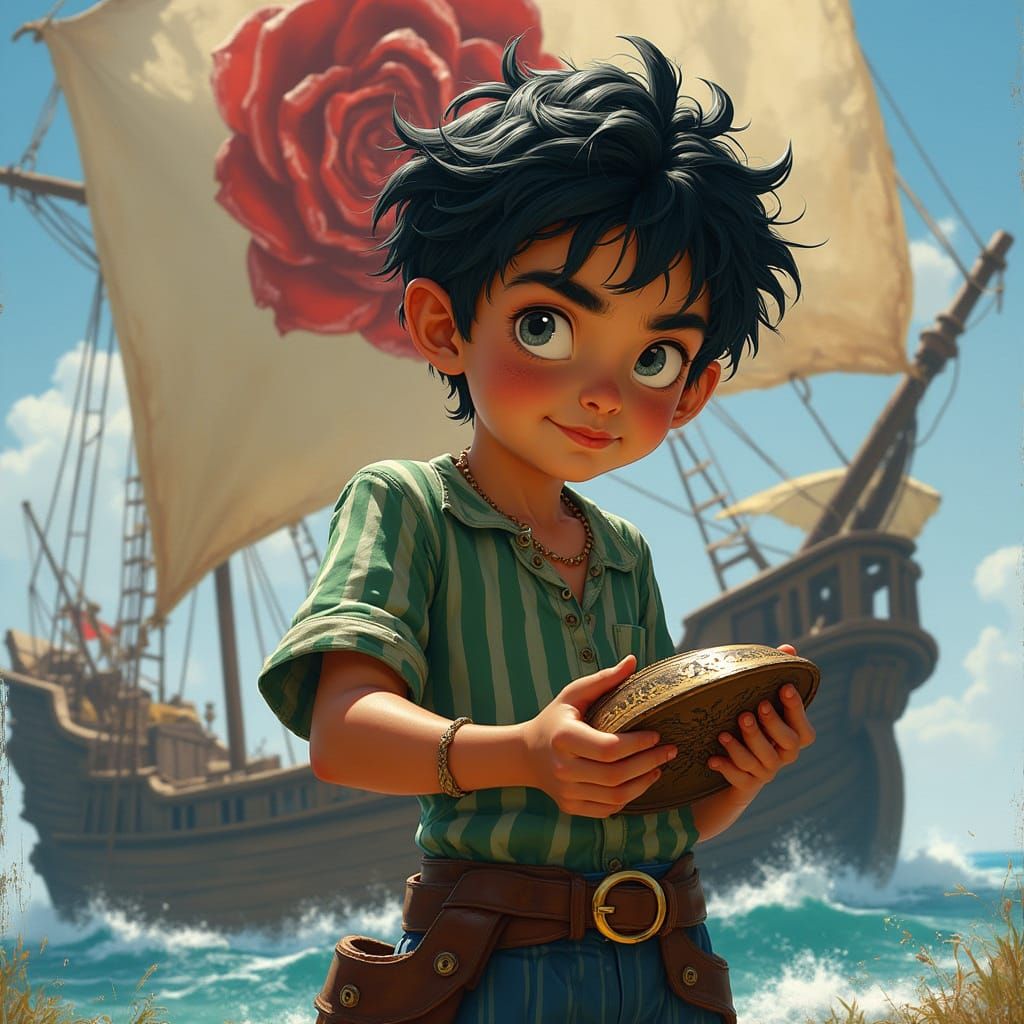 Young Adventurer on the Pirate Ship of the Rose