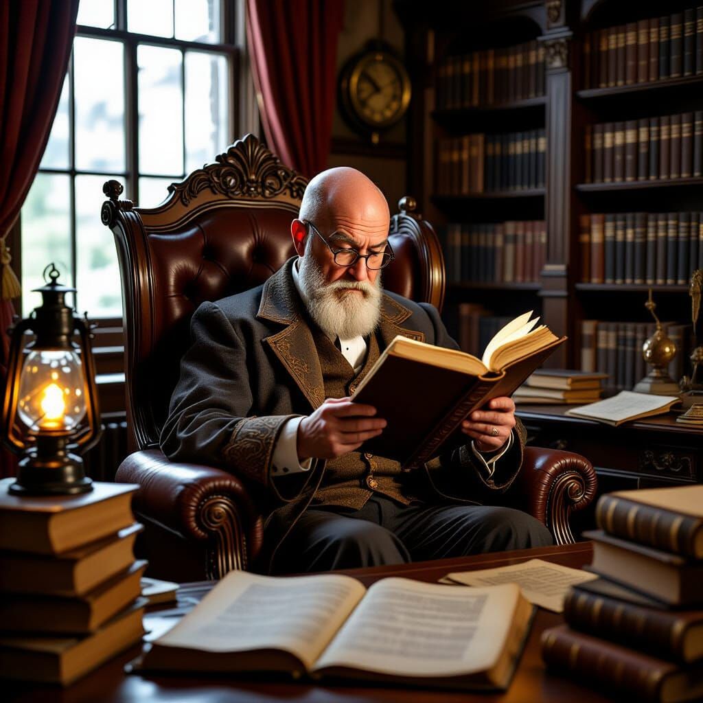 Old-Fashioned Professor's Office with Ancient Tome