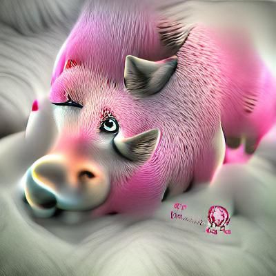 Cute Pink Pig in 3D Digital Art Style