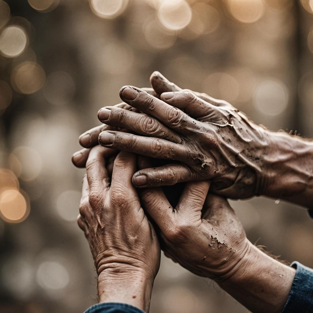 Macro Photo of Hands Clasping