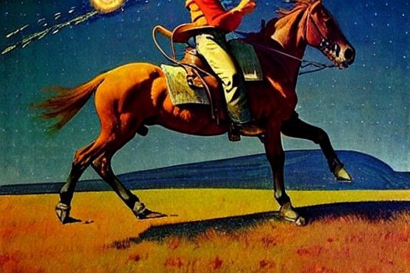 Cowboy Rides Shooting Star Through Milky Way