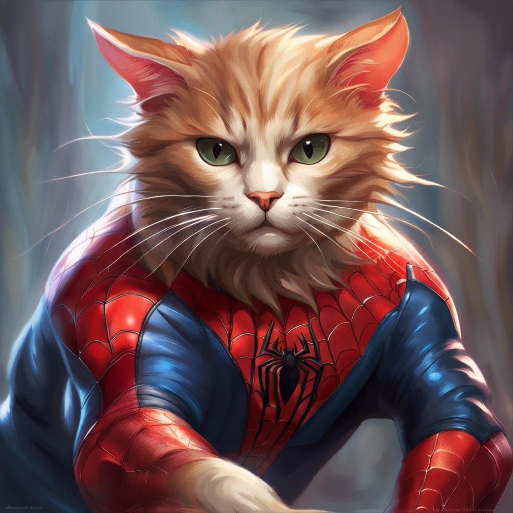 Spider-Cat Portrait in Dynamic Lighting