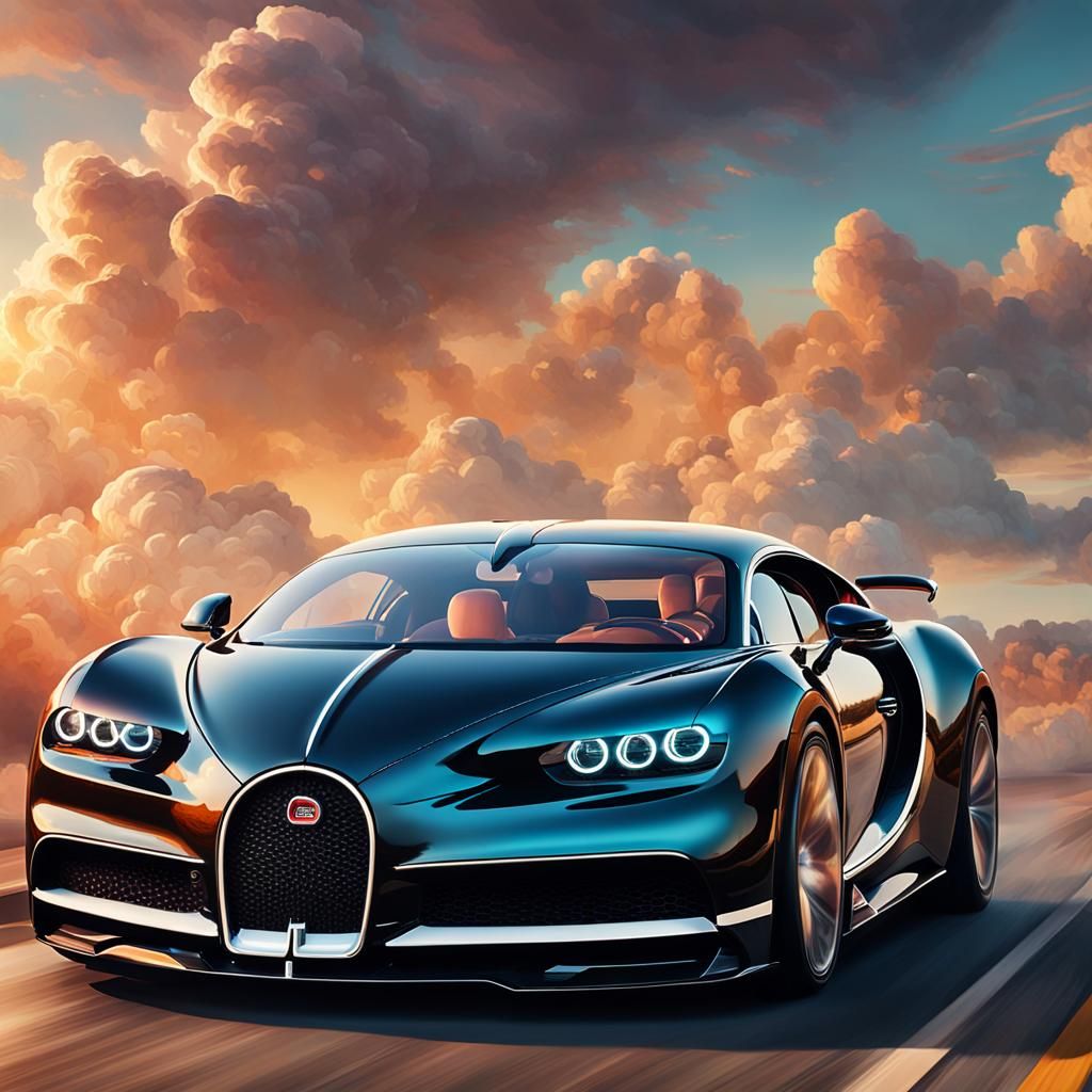 Bugatti Chiron in the Clouds: Hyper-Realistic Digital Art