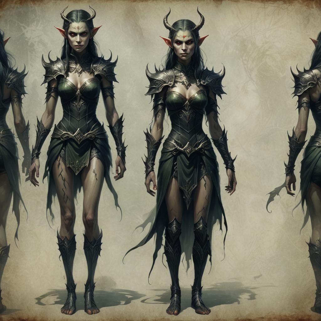Evil Elf Demon Woman Full Body Portrait