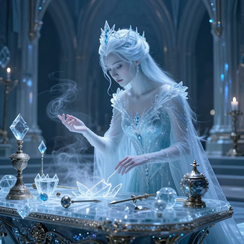 Graceful Ice Queen in Arctic Cathedral