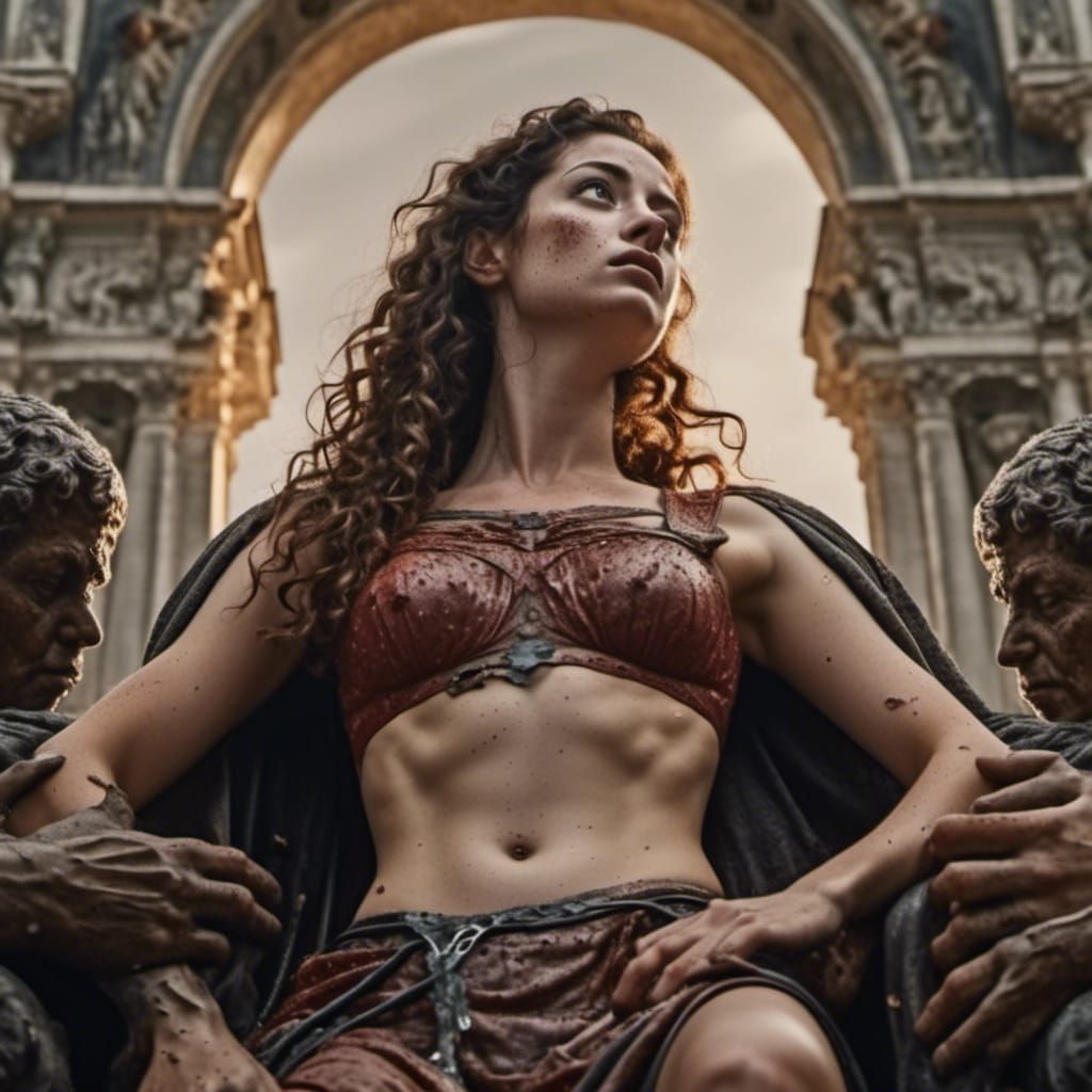 Hyperrealistic Ariadne Worshipping an Oracle