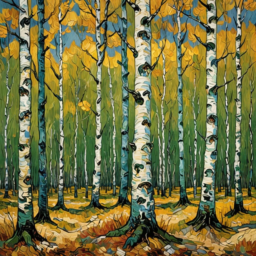 Birch Trees as Impressionist Painting