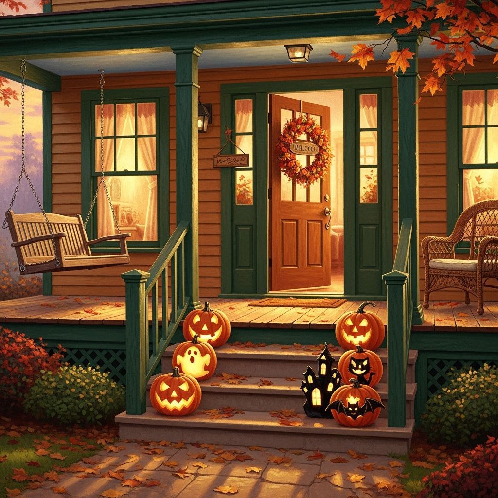Cozy Autumn House in Rockwell Kinkade Style