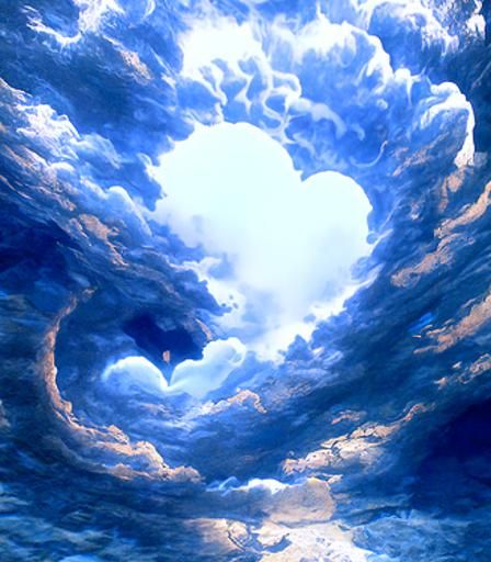 Heart Portal to Blue Sky in Ethereal Style