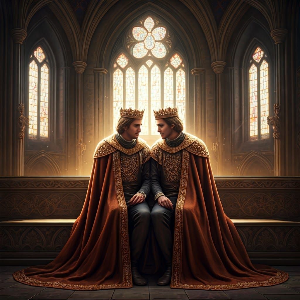 Regal Twin Princes in Majestic Palace Setting