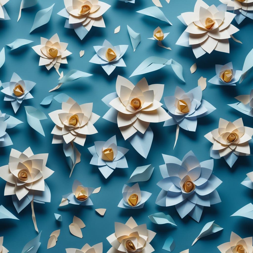 Surreal Paper Flower Field in Dali Style