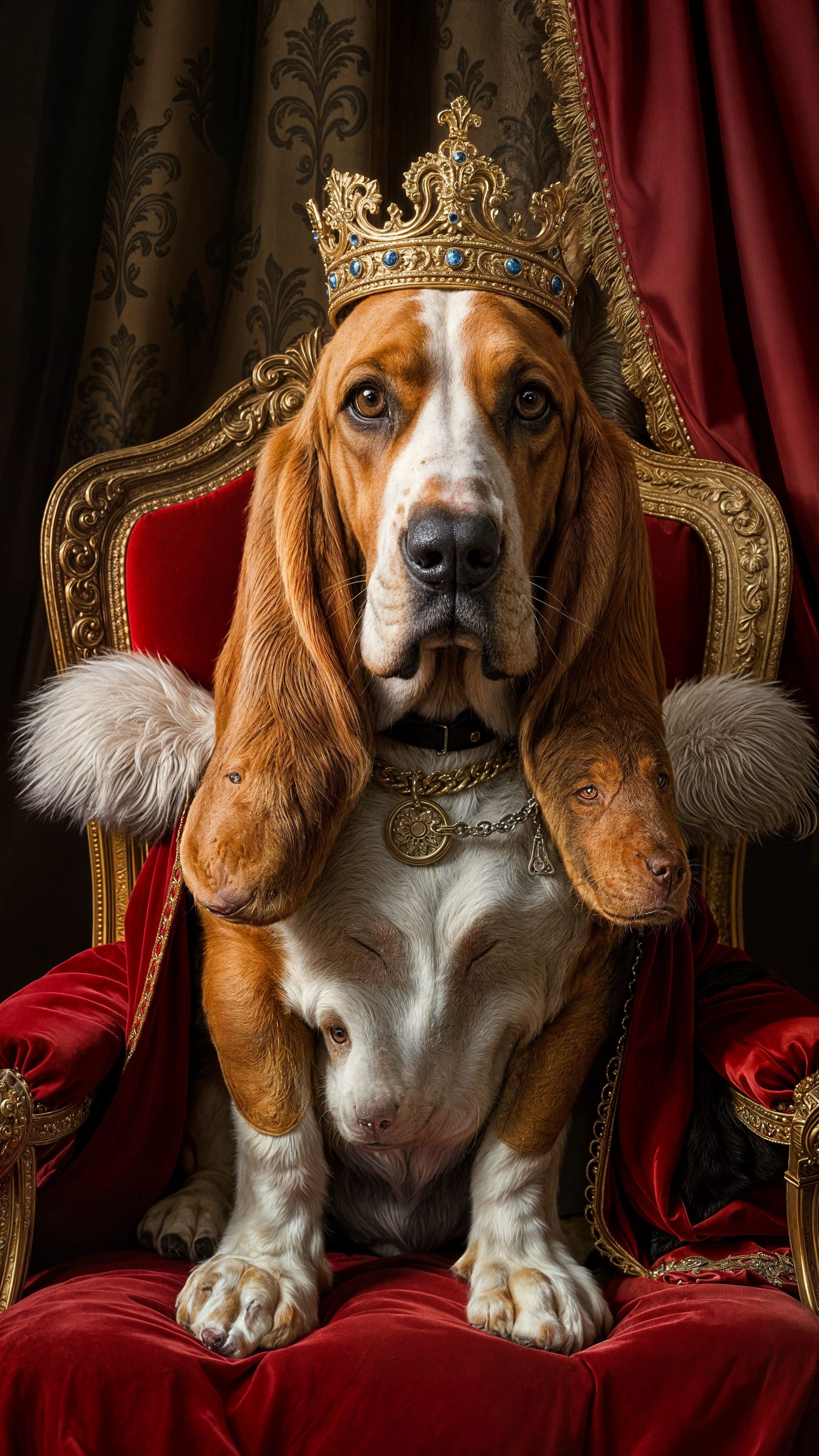 Regal Basset Hound in Royal Portrait