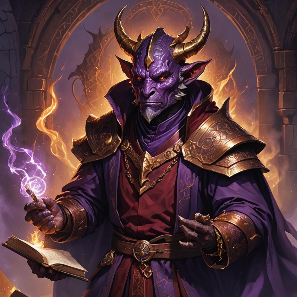 Dragonborn Wizard Portrait in Dark Fantasy Style